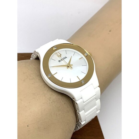 Bulova Women\'s Watch 98R292 Millennia Quartz Gold White Dial Ceramic Dial 35mm main image 9